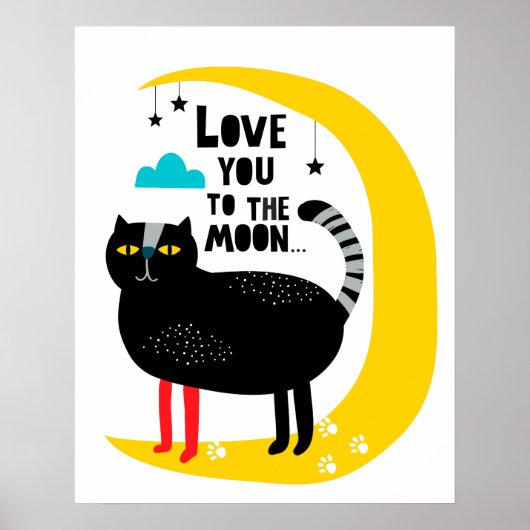 Katze auf dem Mond Poster (Vorne)