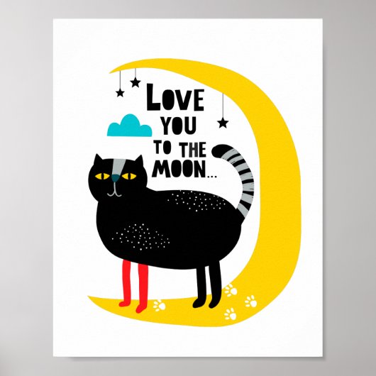 Katze auf dem Mond Poster (Vorne)