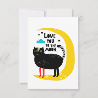 Katze auf dem Mond RSVP Karte