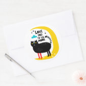 Katze auf dem Mond Runder Aufkleber (Umschlag)