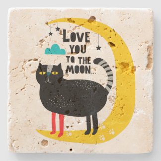 Katze auf dem Mond Steinuntersetzer