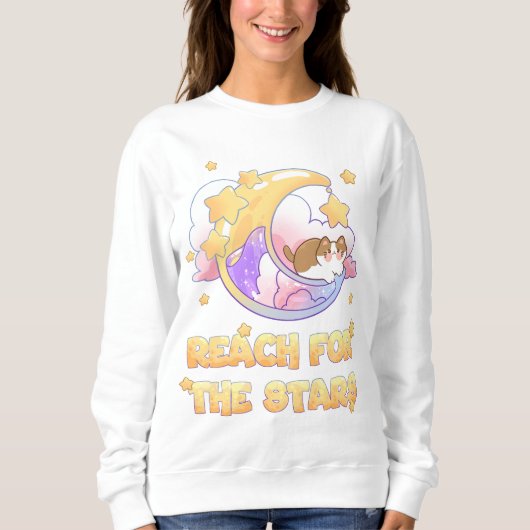 Katze auf dem Mond Sweatshirt (Vorderseite)