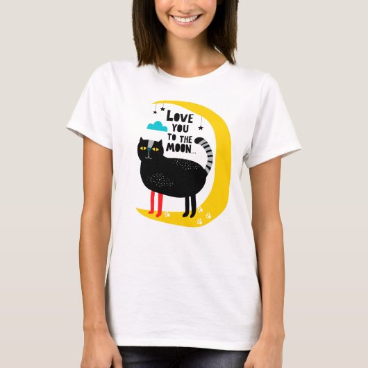 Katze auf dem Mond T-Shirt (Vorderseite)