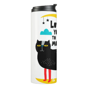 Katze auf dem Mond Thermosbecher