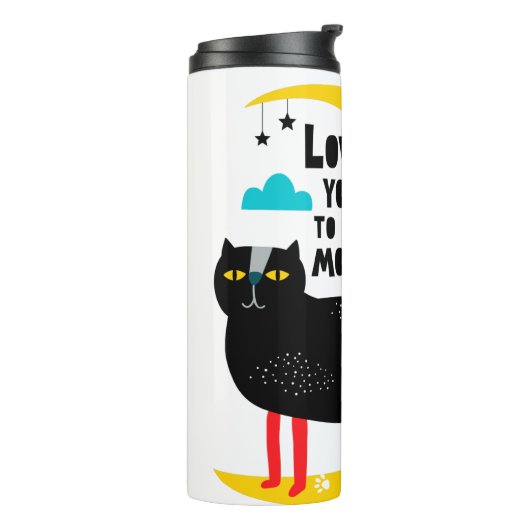 Katze auf dem Mond Thermosbecher (Nach links gedreht)