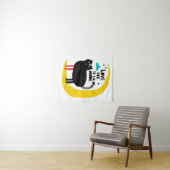 Katze auf dem Mond Wandteppich (Beispiel (Horizontal))
