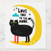 Katze auf dem Mond Weinetikett (Einzelnes Label)