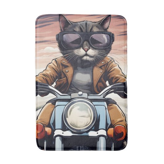 Katze auf dem Motorrad Badematte (Vorderseite Vertikal)