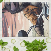 Katze auf dem Motorrad Geschirrtuch (Gefaltet)