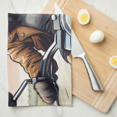 Katze auf dem Motorrad Geschirrtuch (Viertel Falte)