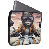 Katze auf dem Motorrad Laptopschutzhülle (Vorne Rechts)