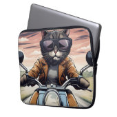 Katze auf dem Motorrad Laptopschutzhülle (Vorderseite Links)