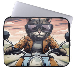 Katze auf dem Motorrad Laptopschutzhülle