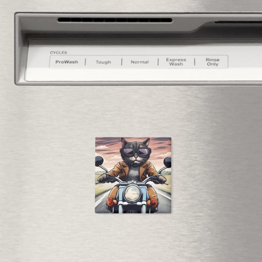 Katze auf dem Motorrad Magnet (In Situ (Geschirrspüler))