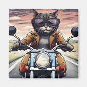 Katze auf dem Motorrad Magnet (Vorne)