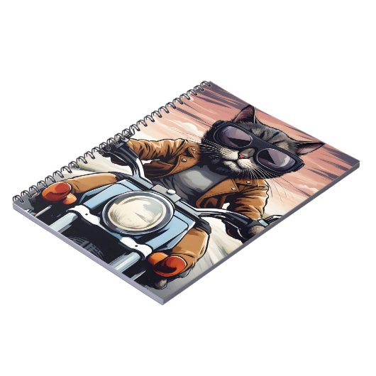 Katze auf dem Motorrad Notizblock (Linke Seite)