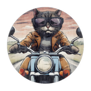 Katze auf dem Motorrad Schneidebrett