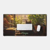 Katze auf dem Schreibtisch Personalisiert Schreibtischunterlage (Tastatur & Maus)