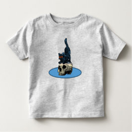 Katze auf dem Skull Niedlich Baby Boy Girl Hallowe Kleinkind T-shirt