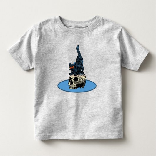 Katze auf dem Skull Niedlich Baby Boy Girl Hallowe Kleinkind T-shirt (Vorderseite)