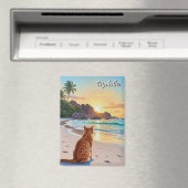 Katze auf den Seychellen Anse Source d'Argent Beac Magnet (In Situ (Geschirrspüler))