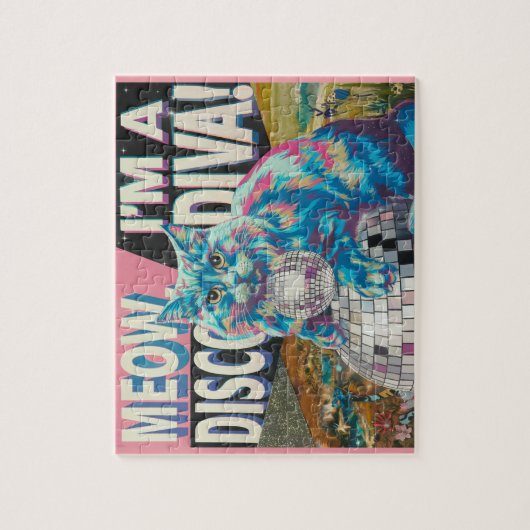 Katze auf der Diskothek Diva Puzzle (Vertikal)