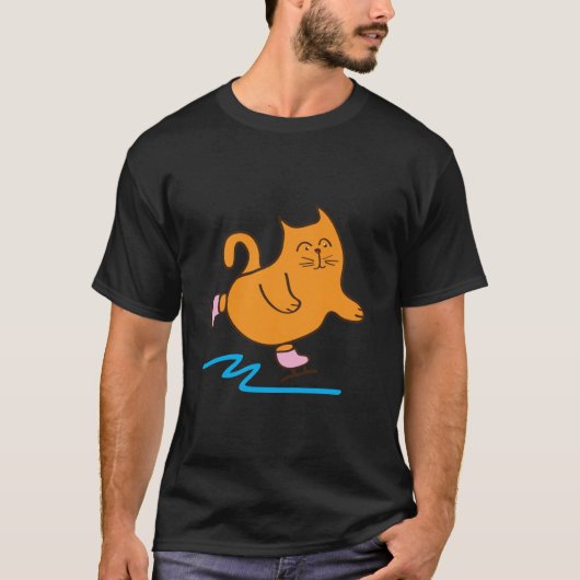 Katze auf der Eis Skaten T-Shirt (Vorderseite)