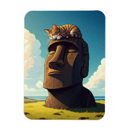 Katze auf der Osterinsel Moai Magnet