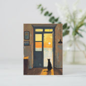 Katze auf der Postkarte (Stehend Vorderseite)