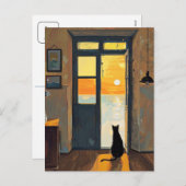 Katze auf der Postkarte (Vorne/Hinten)