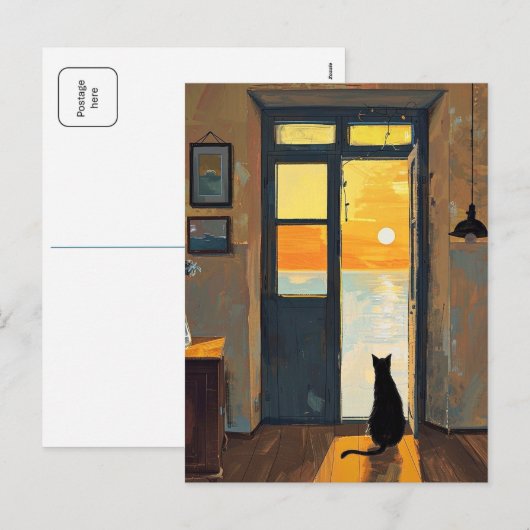 Katze auf der Postkarte (Vorne/Hinten)