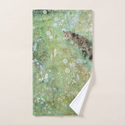 Katze auf der Sommerwiese, Bruno Liljefors Handtuch (Handtuch)