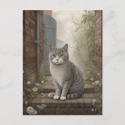 Katze auf der Straßenkarte Postkarte (Vorderseite)