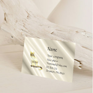 Katze auf der White Satin Business Card Visitenkarte
