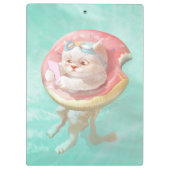 Katze auf Donut Pool Floating Klemmbrett (Rückseite)