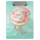 Katze auf Donut Pool Floating Klemmbrett (Vorderseite)