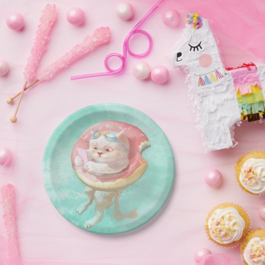 Katze auf Donut Pool Floating Pappteller (Party)