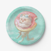 Katze auf Donut Pool Floating Pappteller (Vorderseite)