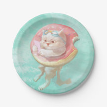 Katze auf Donut Pool Floating