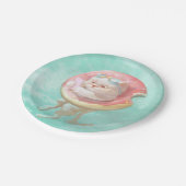 Katze auf Donut Pool Floating Pappteller (Schrägansicht)