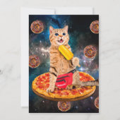 Katze auf eine Pizza, die Lollo isst Einladung (Rückseite)