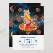 Katze auf eine Pizza, die Lollo isst Einladung (Vorne/Hinten)