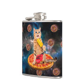 Katze auf eine Pizza, die Lollo isst Flachmann (Links)