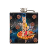 Katze auf eine Pizza, die Lollo isst Flachmann (Rückseite)