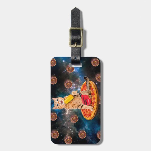 Katze auf eine Pizza, die Lollo isst Gepäckanhänger (Vorderseite vertikal)