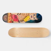 Katze auf eine Pizza, die Lollo isst Skateboard (Horizontal)