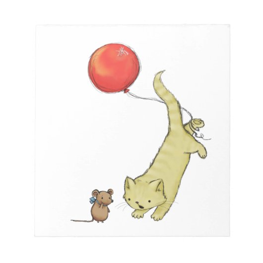 Katze auf einem Ballon Notizblock (Vorderseite)