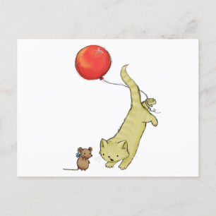 Katze auf einem Ballon Postkarte