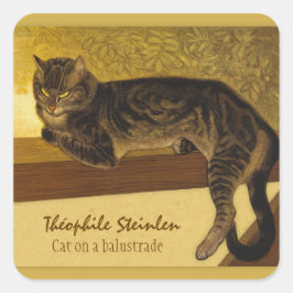 Katze auf einem Balustrade CC0234 Théophile Steinl Quadratischer Aufkleber