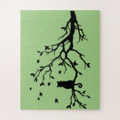 Katze auf einem Baum - Silhouette Puzzle (Vertikal)